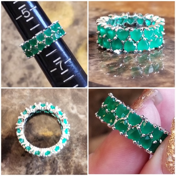 Genuine Gorgeous 4ct Emerald Eternity BandRing - Picture 2 of 4